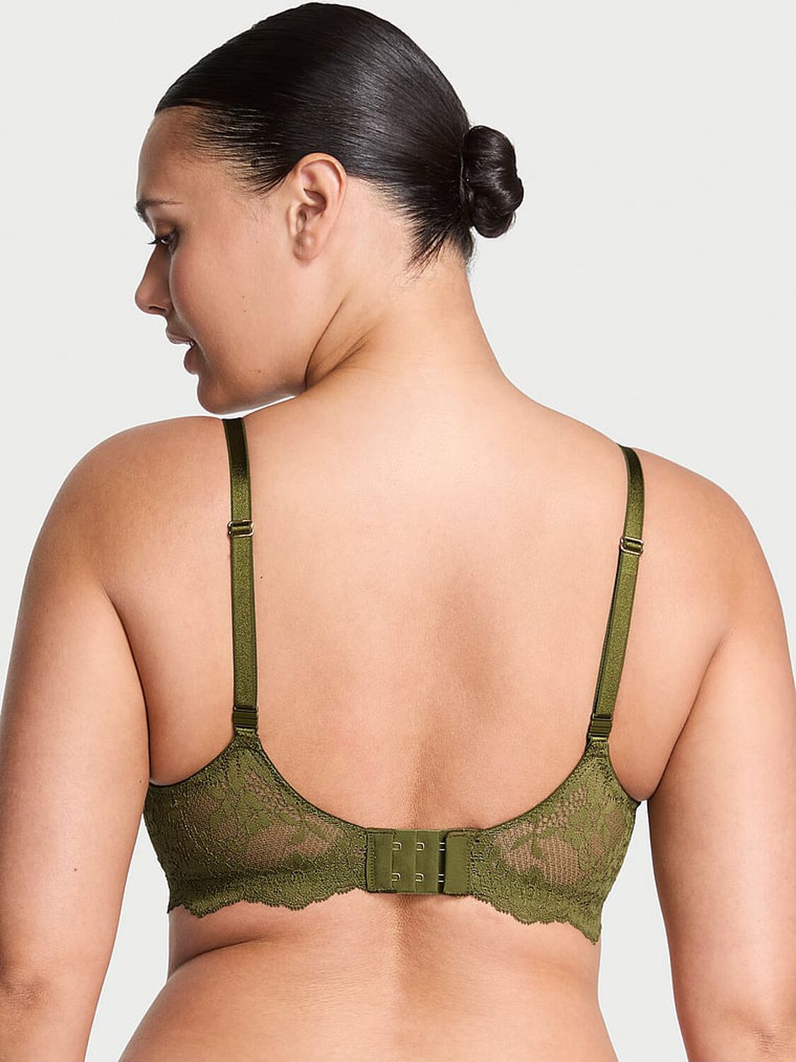 vs Dream Angels Wicked Unlined Lace Balconette Bra Green Chameleon 2 of 3 