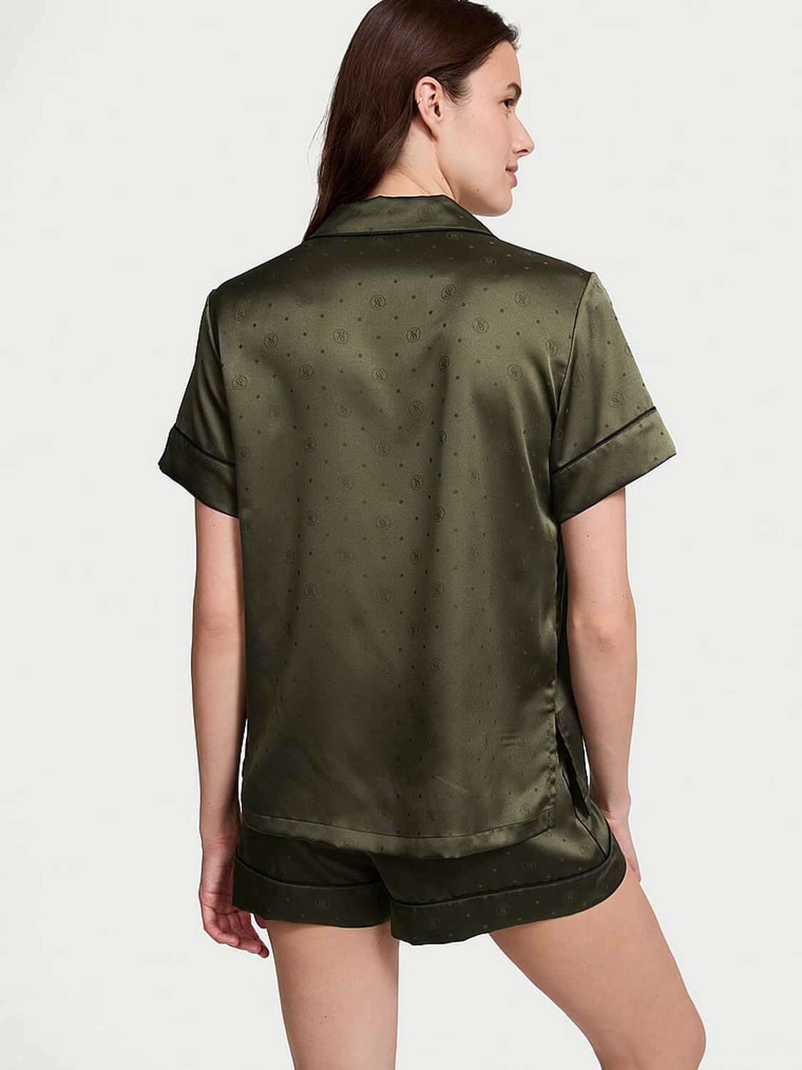 vs Victoria's Secret Satin Short Pajama Set Casual Olive 2 of 4 