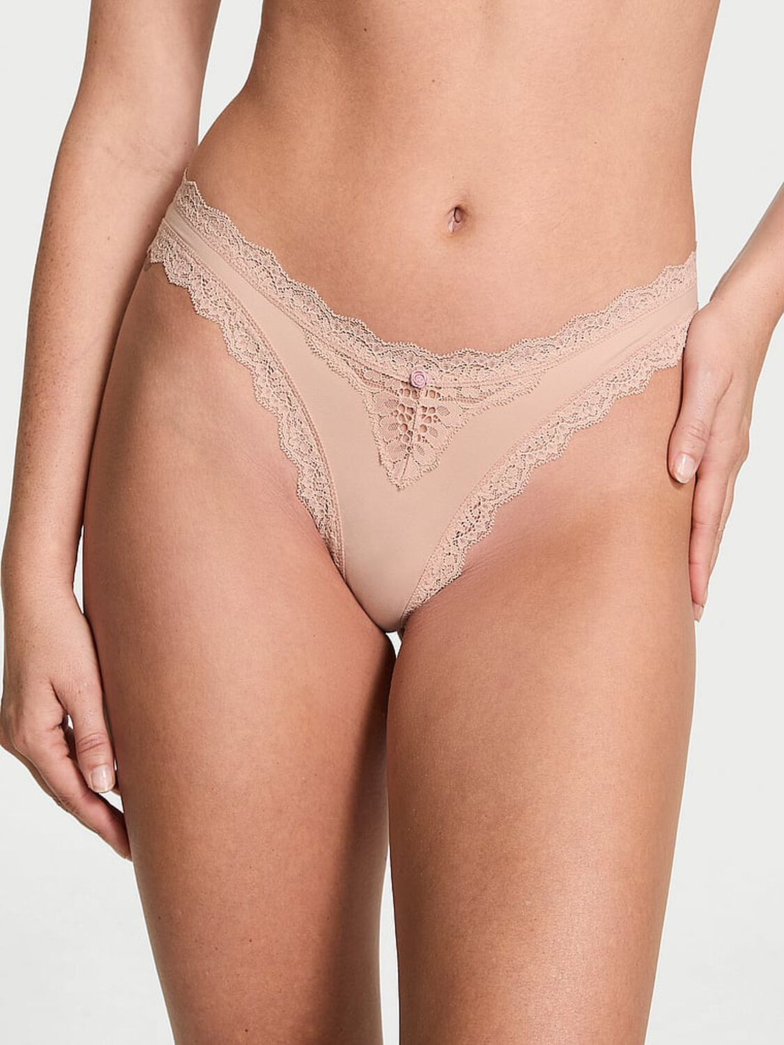 vs Dream Angels Lace-Trim Brazilian Panty Macaron 1 of 4 