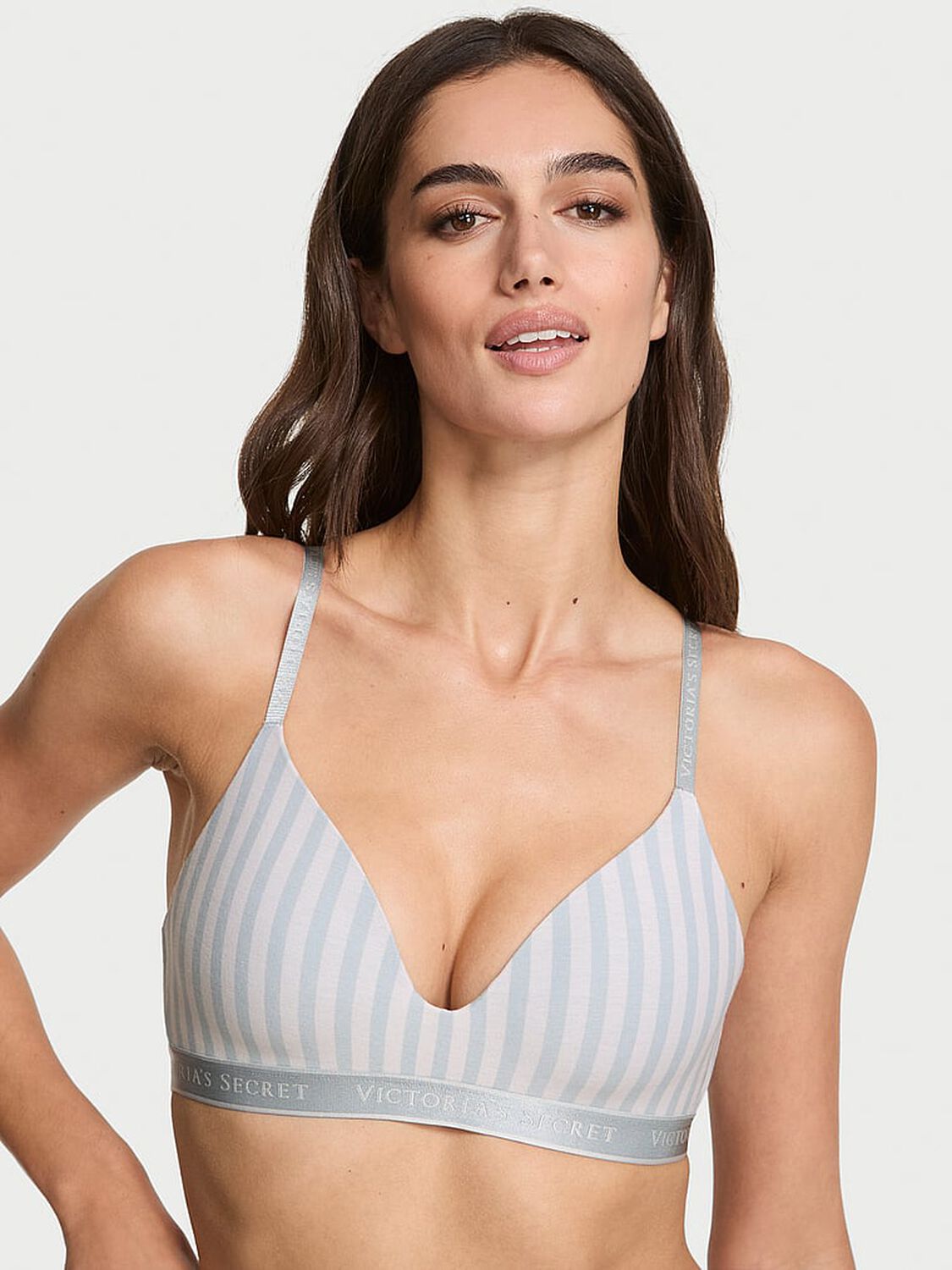 vs The T-Shirt Cotton Logo Lightly Lined Wireless Bra Grey Fog 1 of 3 