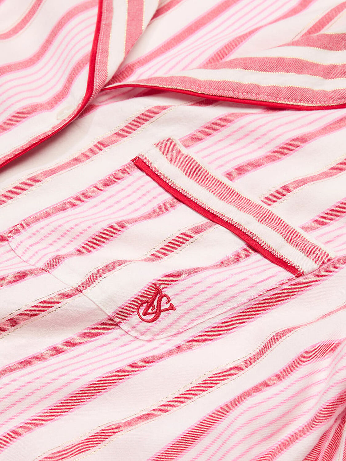 vs Victoria's Secret Flannel Long Pajama Set Candy Cane Stripes 4 of 4 