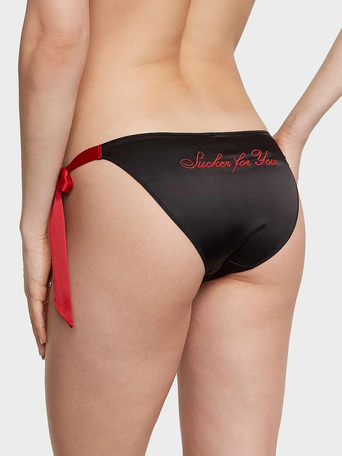 vs Very Sexy Flirty Embroidery Side-Tie Cheeky Panty Black & Red 2 of 4 