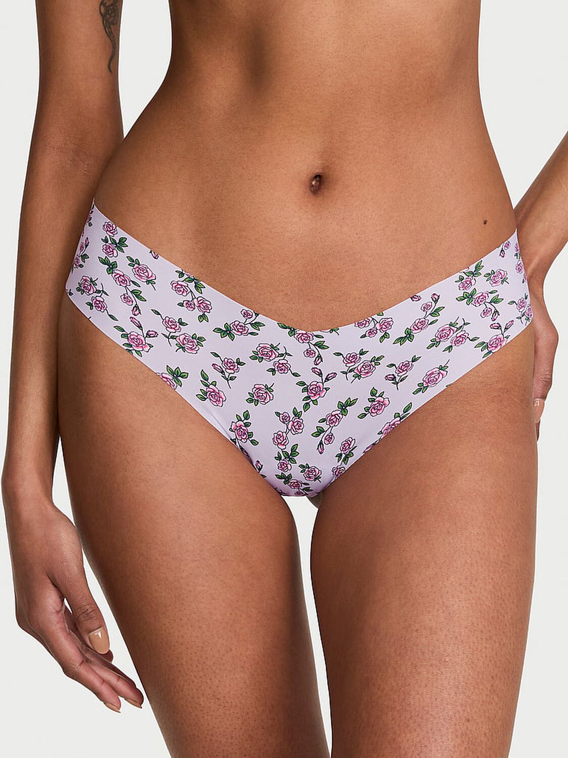 vs No-Show No-Show Thong Panty Crystal Lilac Ground Little Roses 1 of 2 