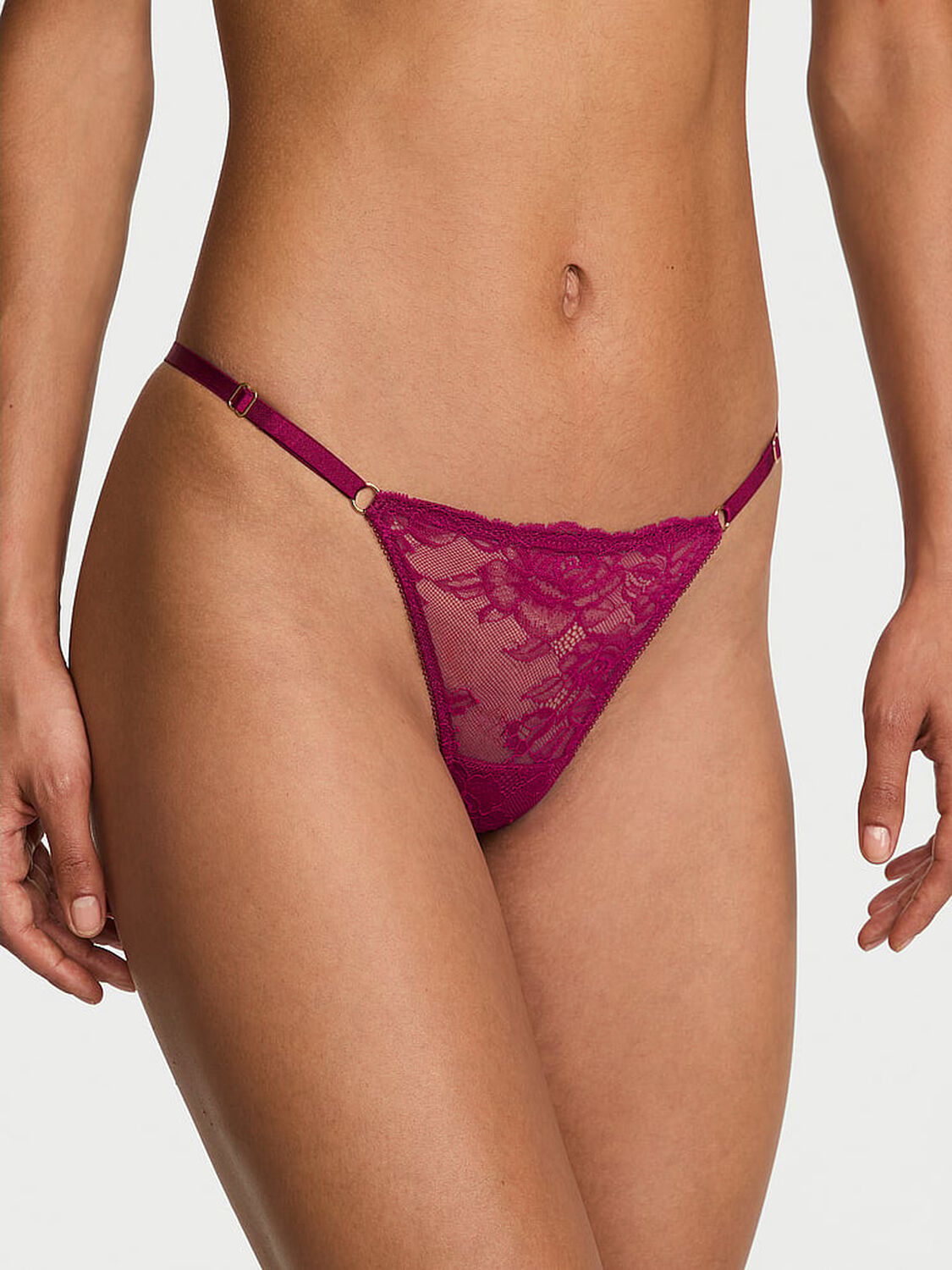 vs Very Sexy Rose Lace Adjustable V-String Panty Fresh Jam 3 of 3 