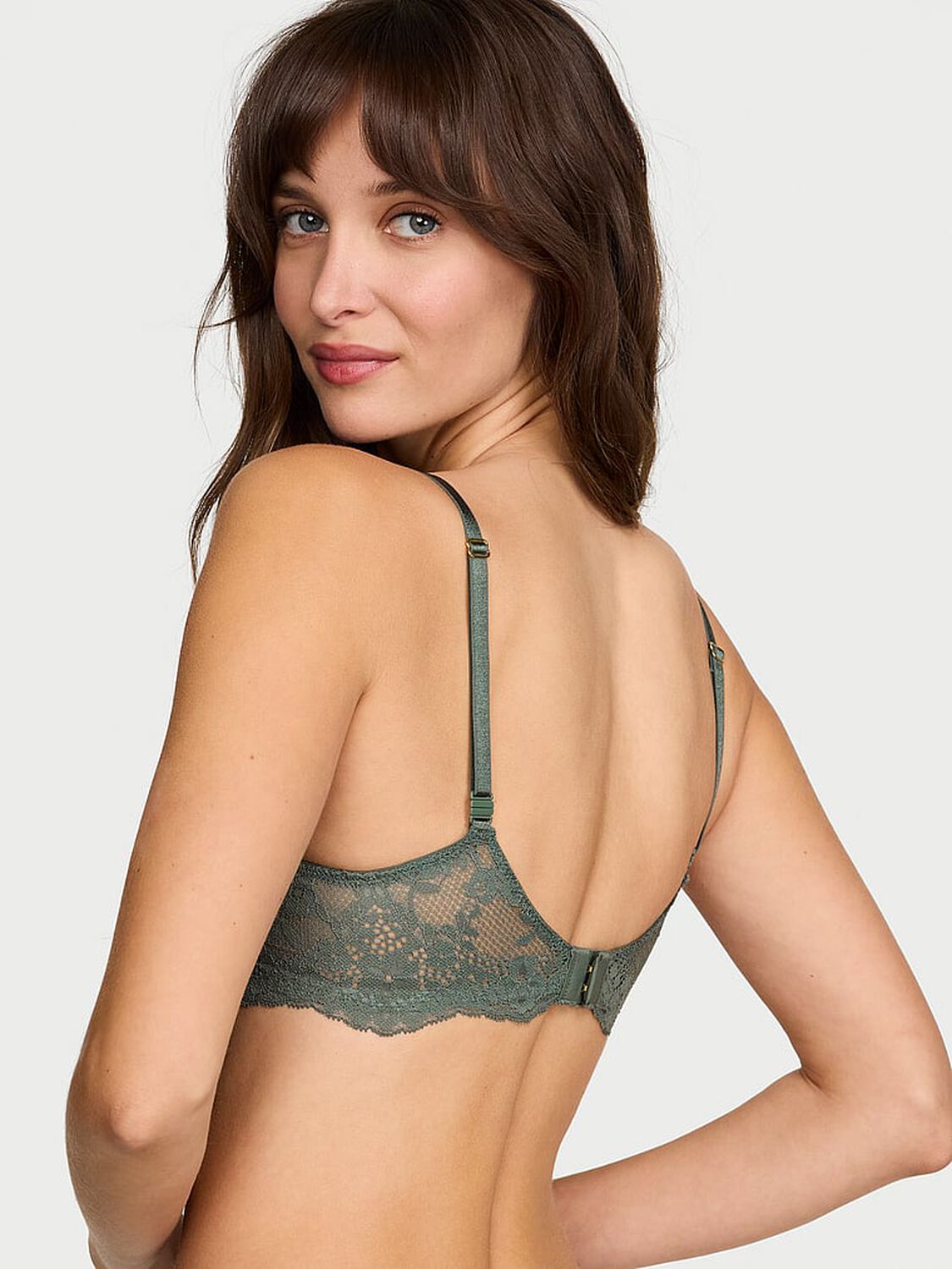 vs Dream Angels Wicked Unlined Lace Balconette Bra Faded Sage 2 of 3 