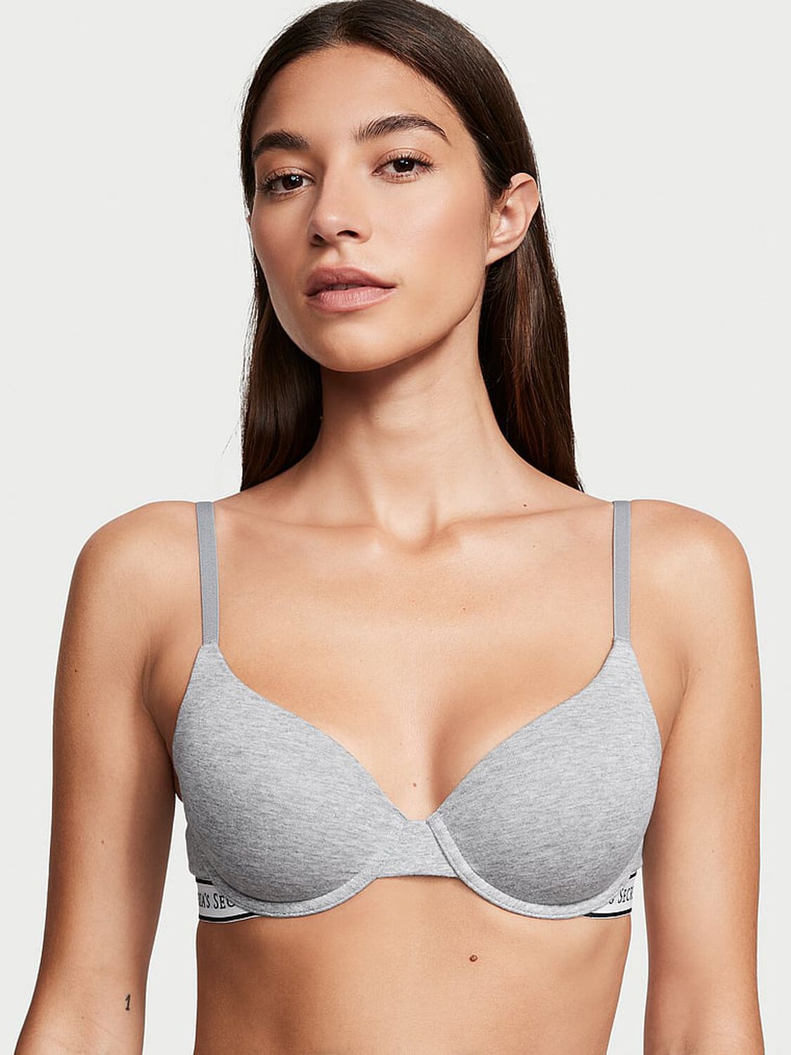 vs The T-Shirt Lightly Lined Cotton Demi Bra Medium Heather Gray 1 of 3 