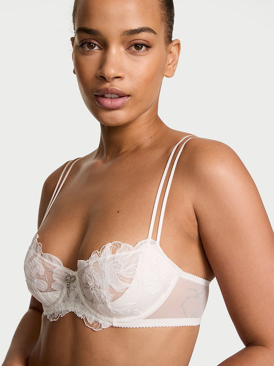 vs Dream Angels Wicked Unlined Frou Frou Embroidery Balconette Bra Frou Frou White 1 of 4 