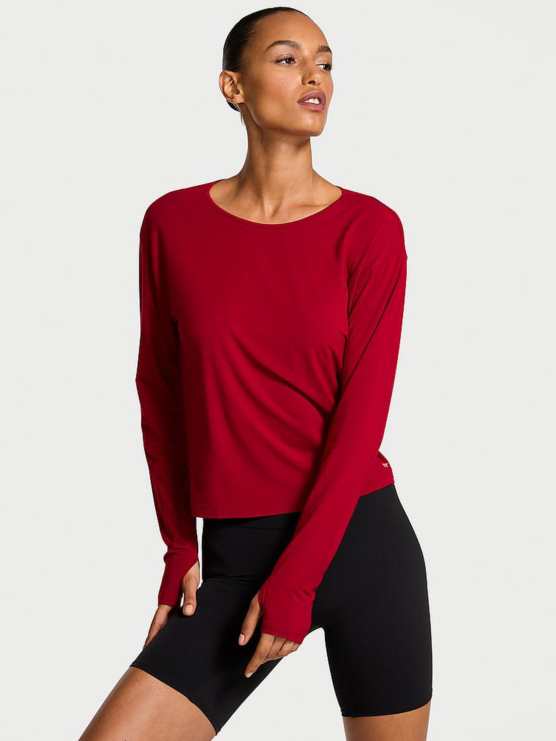 vs Vsx VSX Drapey Knit Long-Sleeve Open-Back Tee Ready Red 1 of 3 