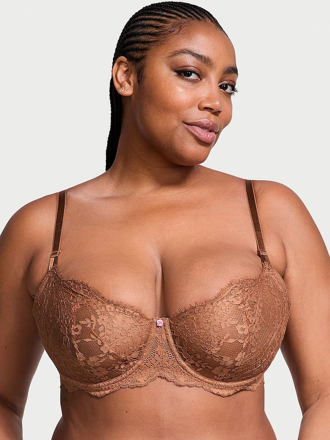 vs Dream Angels Wicked Unlined Lace Balconette Bra Caramel 1 of 3 