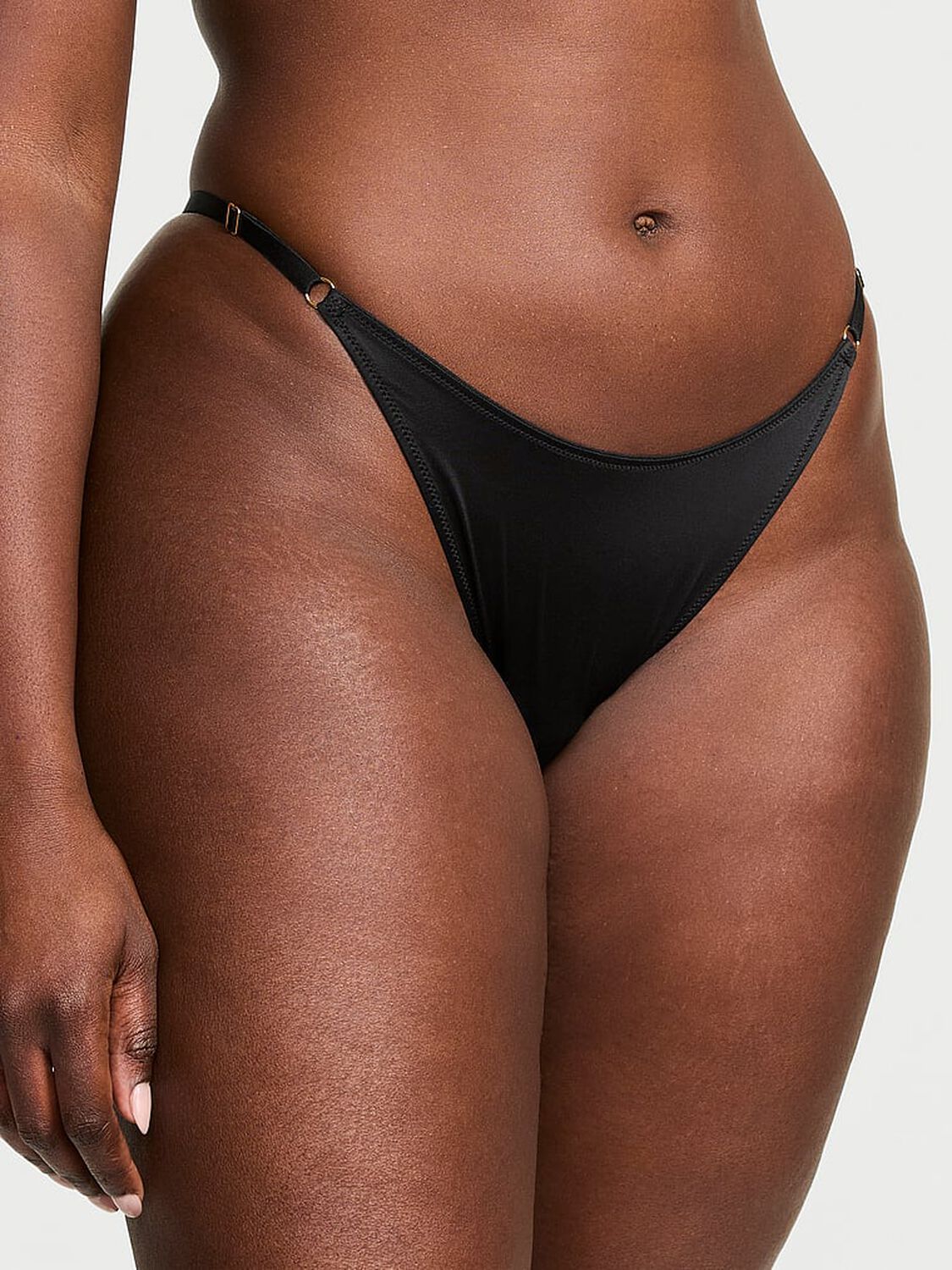 vs Very Sexy Smooth Strappy-Back Adjustable Brazilian Panty Black 1 of 4 