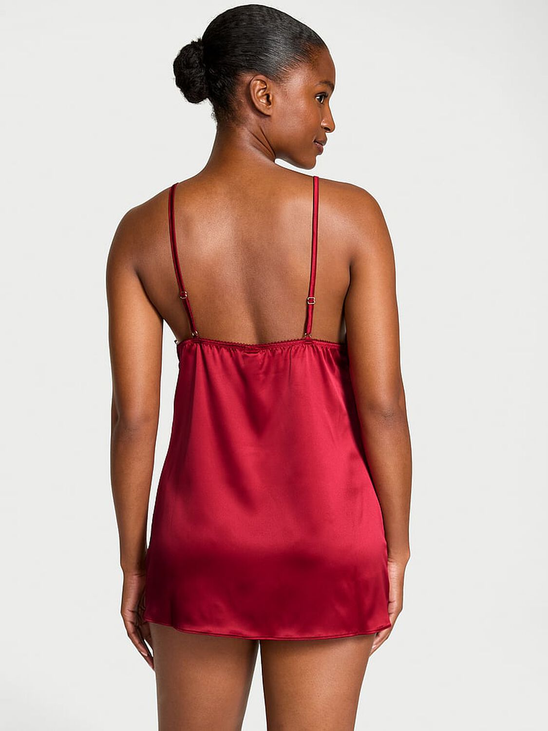 vs Very Sexy Satin Lace-Trim Mini Slip Ready Red 2 of 2 