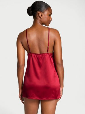 Satin Lace-Trim Mini Slip