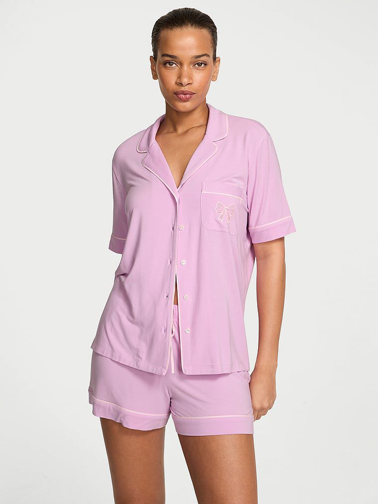 Katie NO COUNTRY ドロワーズ　セットアップ　ピンク×ミント Modal Soft Bow Short Pajama Set Bikini Pink W Bow L | Victoria's