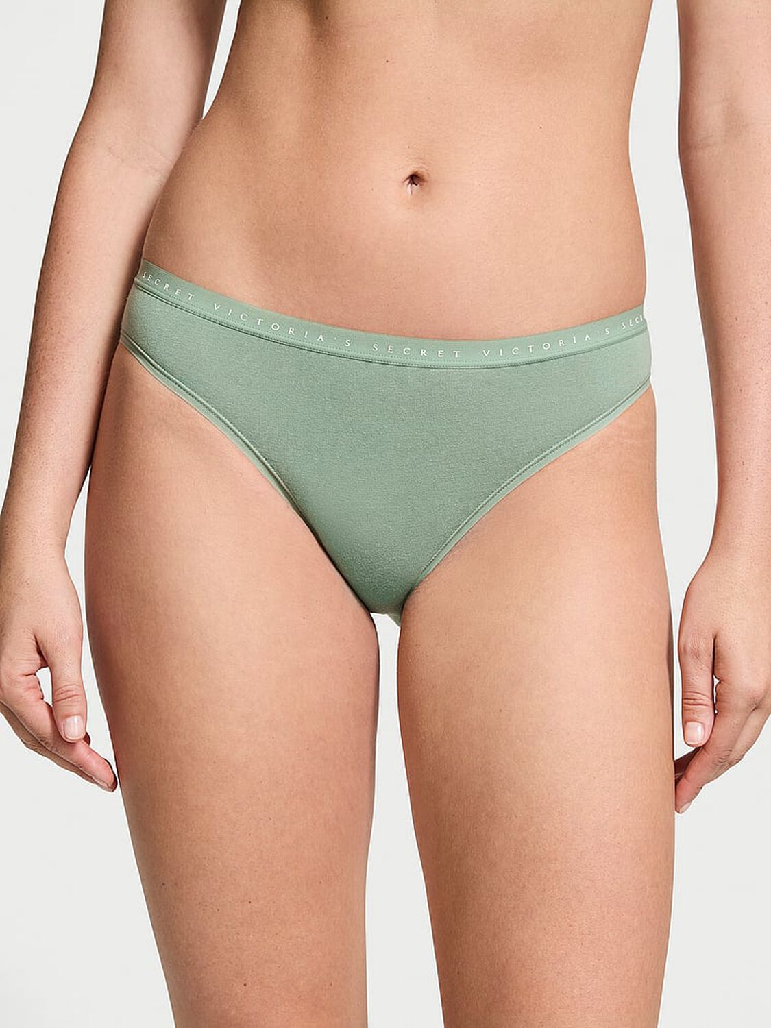 vs Victoria's Secret Stretch Cotton Bikini Panty Seasalt Green 1 of 3 