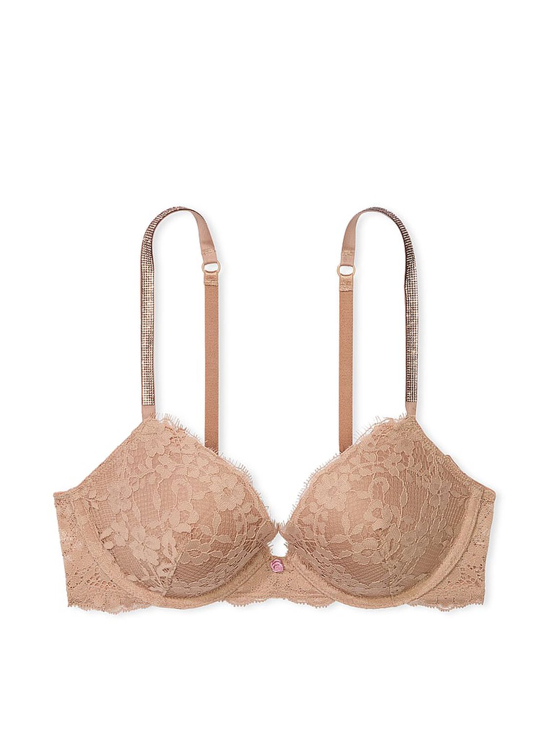 vs Dream Angels Twinkle Strap Lace Push-Up Bra Praline 3 of 4 