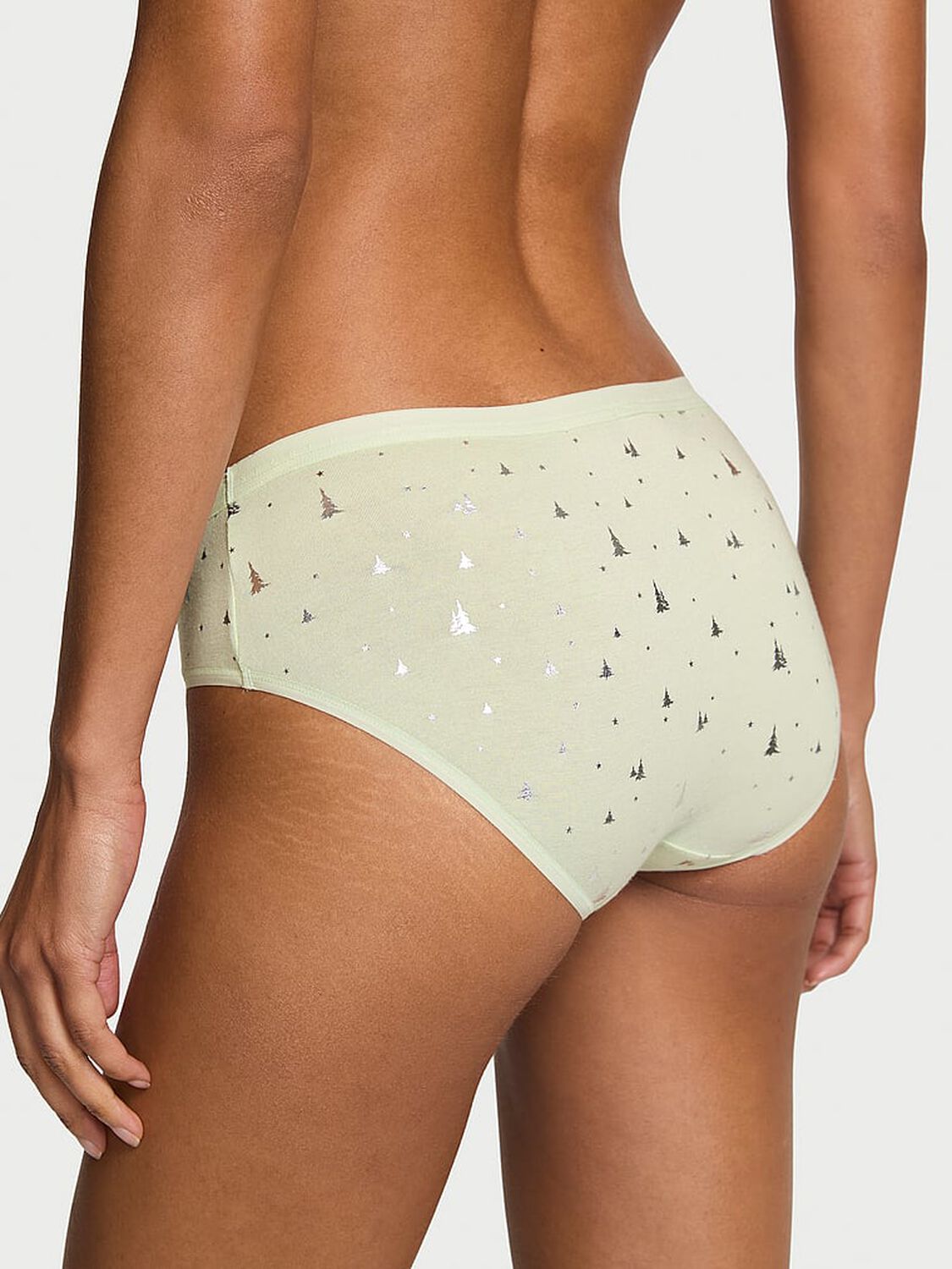 vs Victoria's Secret Stretch Cotton Hiphugger Panty Mint Crush Shimmer Trees 2 of 2 