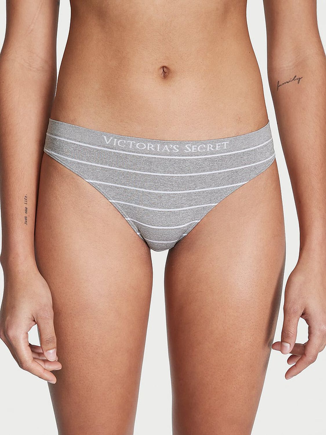 vs Seamless Seamless Thong Panty Heather Grey Stripes 1 of 3 