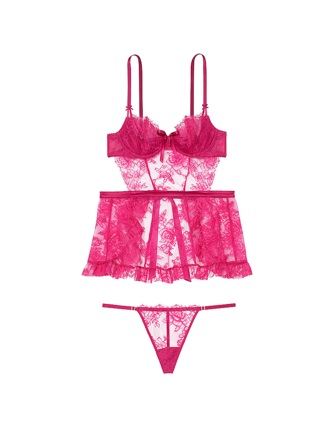 vs Very Sexy Wicked Unlined Rose Lace Apron Set Black 2 of 3 