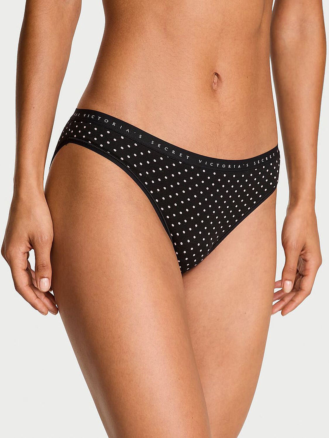 vs Victoria's Secret Stretch Cotton Bikini Panty Black Dot 3 of 3 