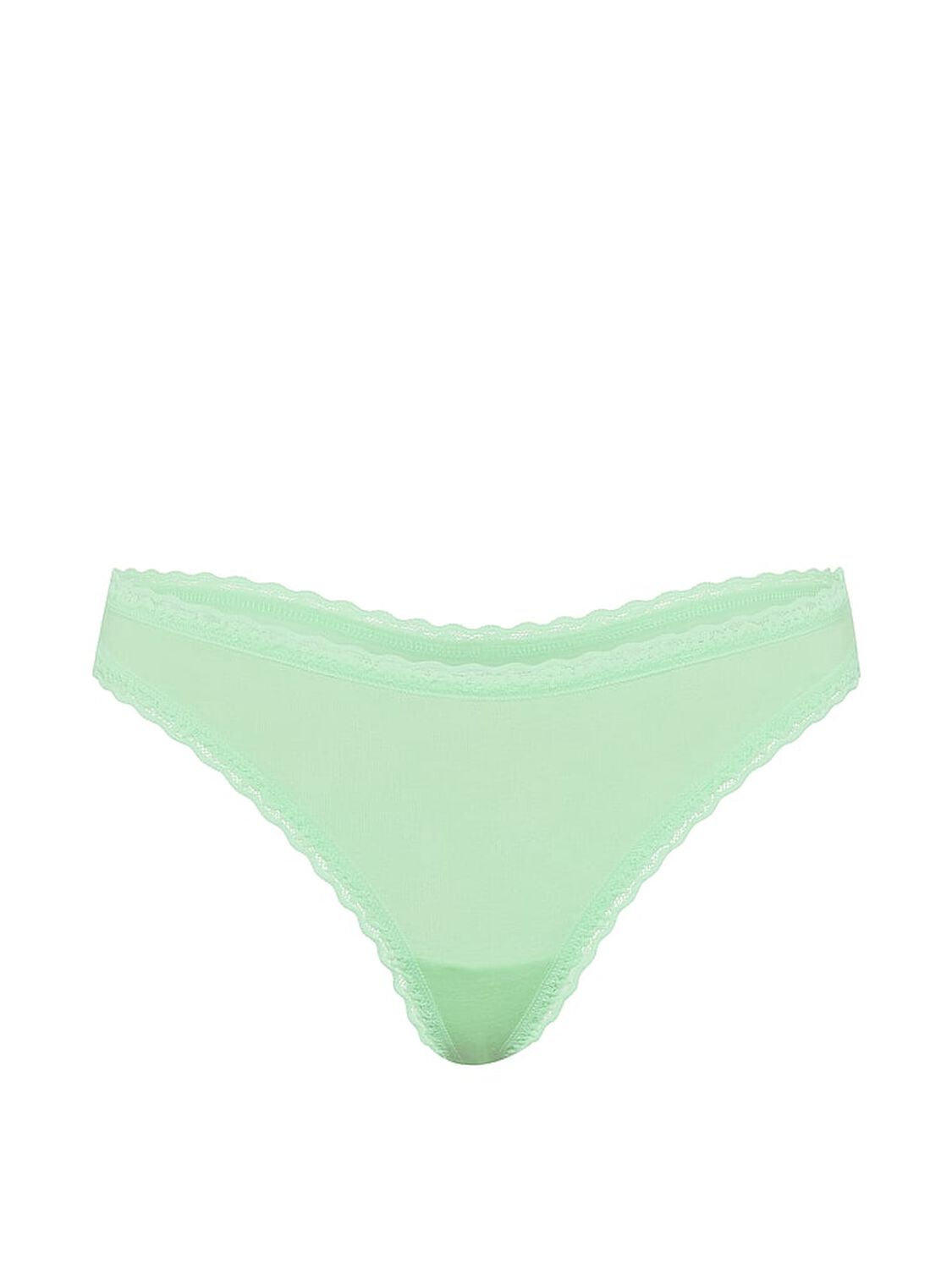 vs Lace Trim Cotton Lace-Waist Thong Mint Sorbet 3 of 3 