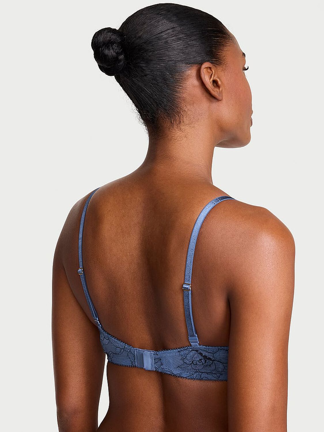 vs Very Sexy Denim Rose Lace Lightly Lined Plunge Demi Bra Denim Blue 2 of 3 