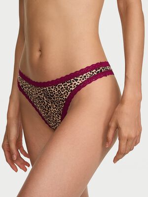 Cotton Lace-Waist Thong