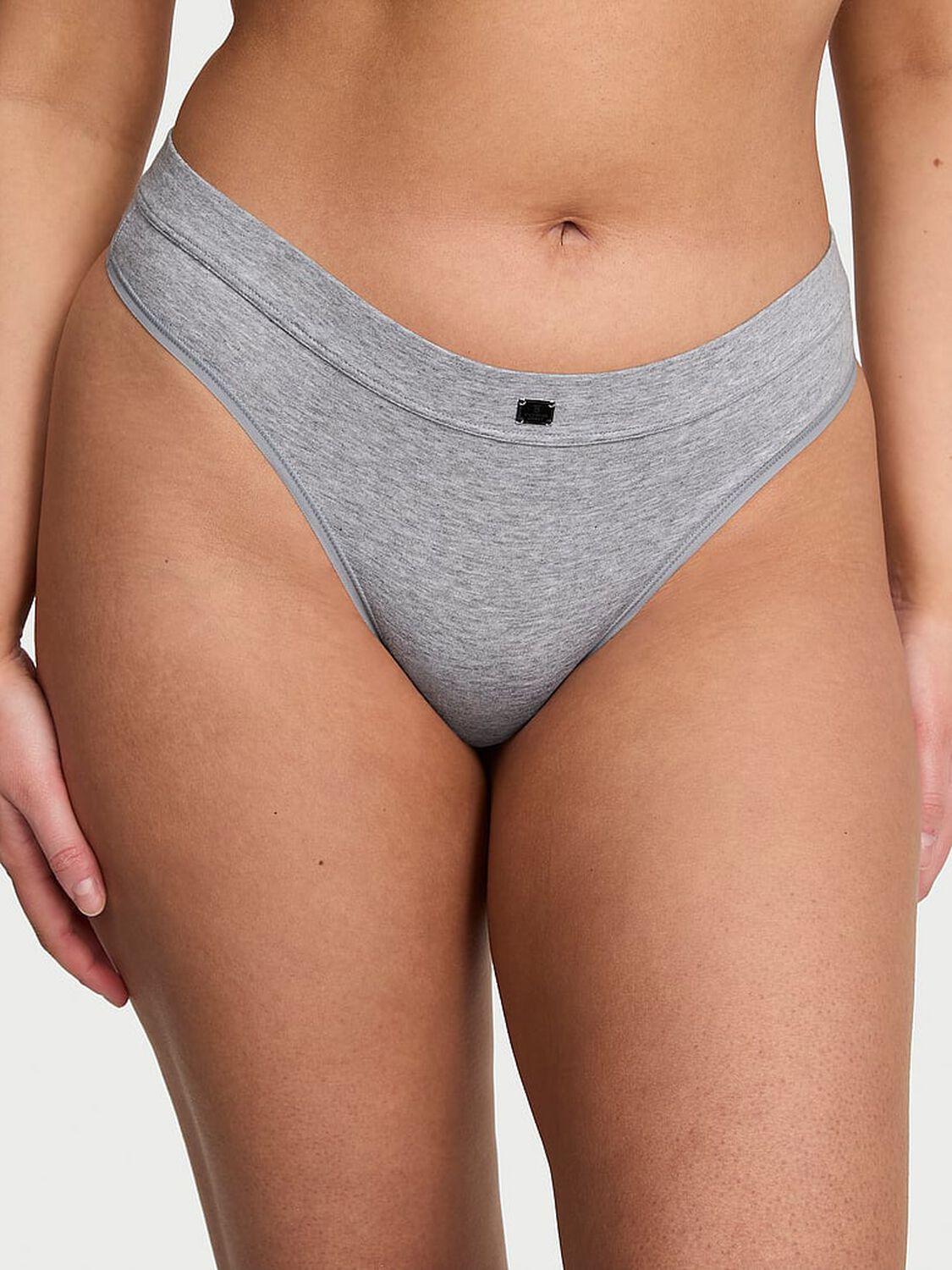 vs Cotton Logo Cotton Thong Panty Heather Grey 4 of 4 