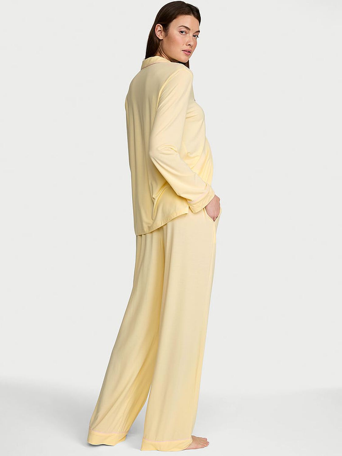 vs Victoria's Secret SoSoft&trade; Modal Long Pajama Set Sunny Honey W Embroidered Logo Pocket 2 of 4 