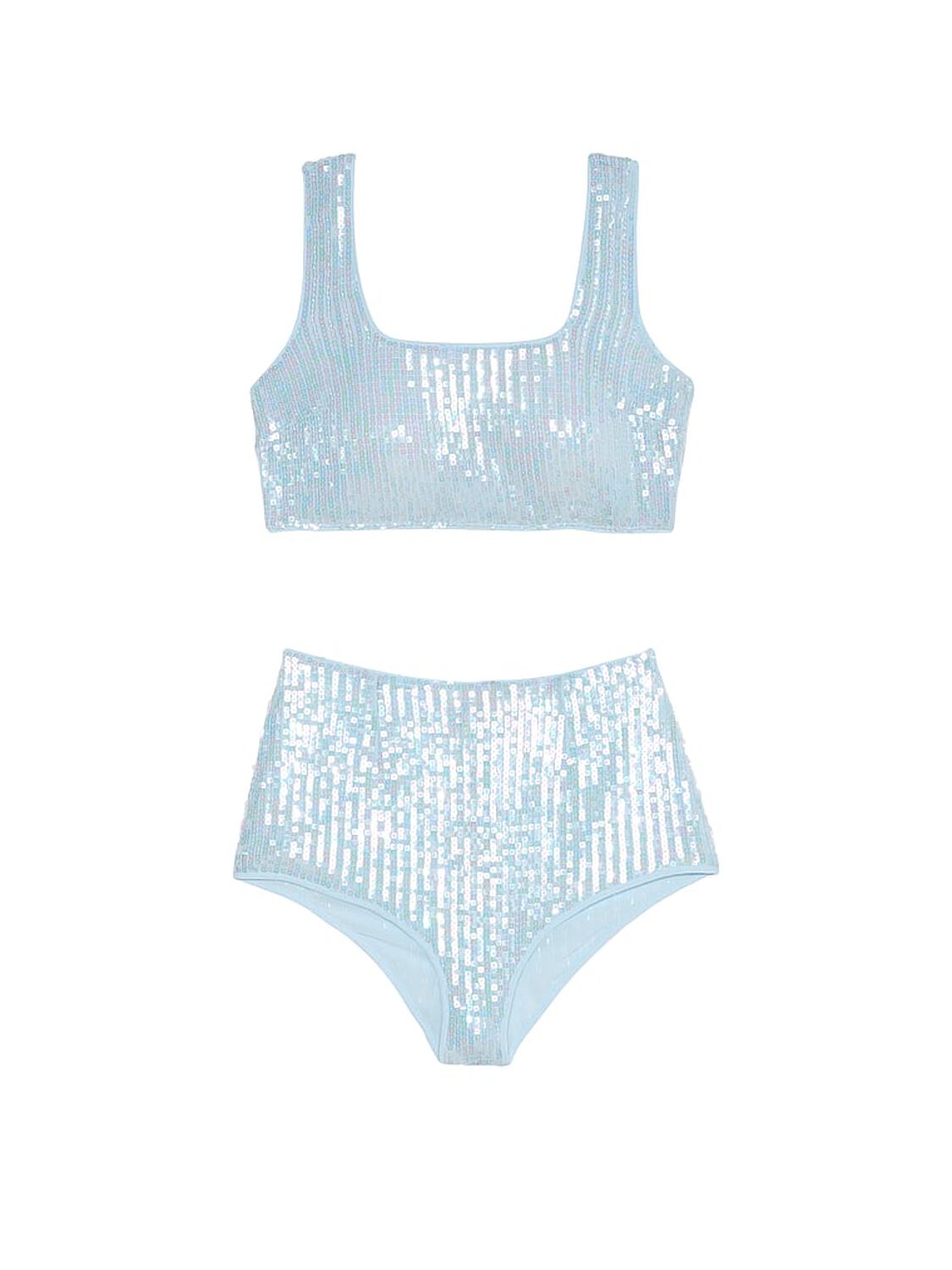 vs Victoria's Secret Sequin Shimmer Bra Top & High-Waist Short Set Light Blue 3 of 4 