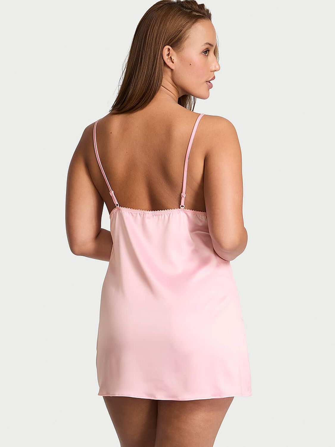 vs Victoria's Secret Tease Satin Lace-Trim Mini Slip Pretty Blossom 2 of 2 