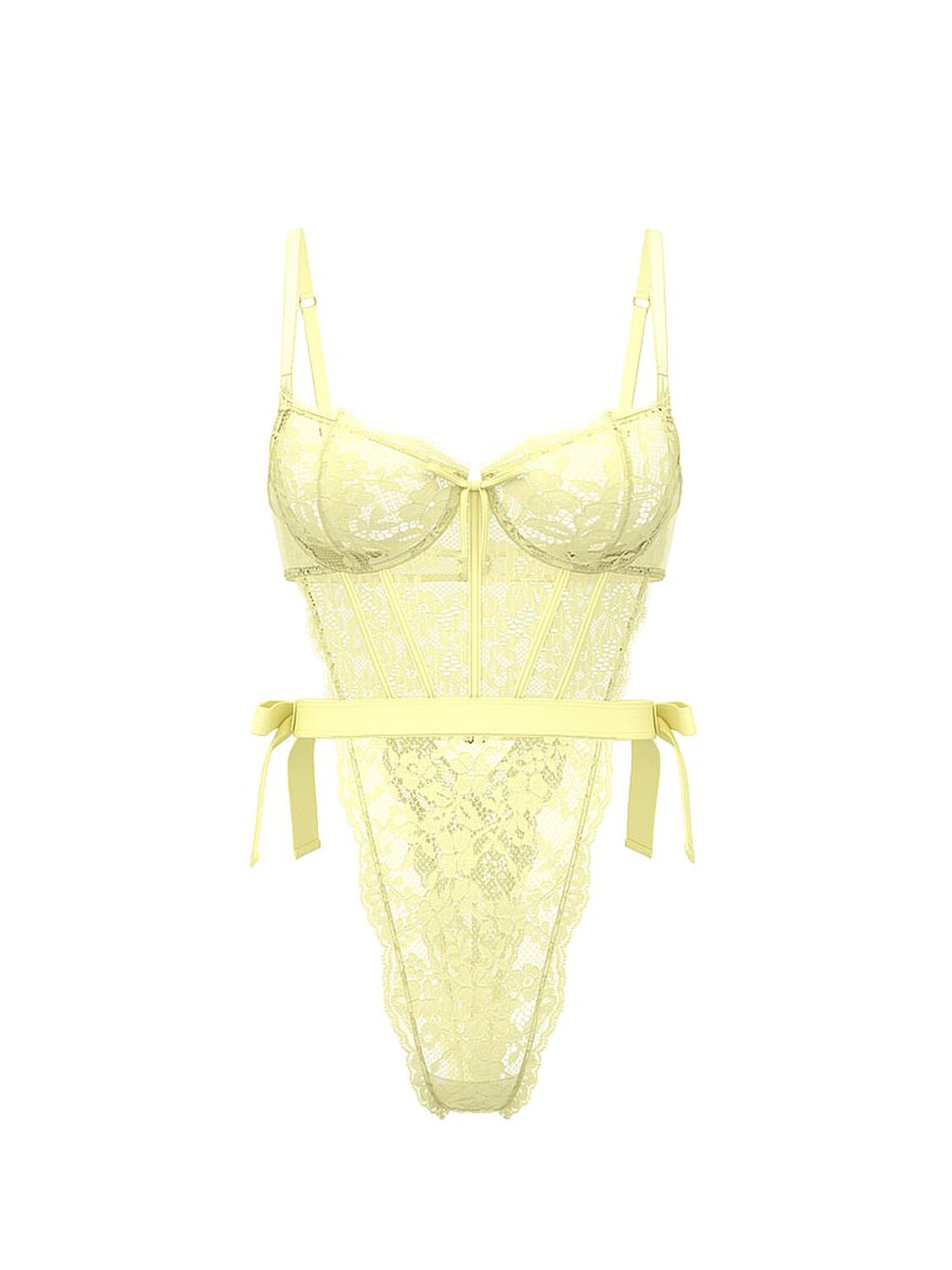vs Dream Angels Wicked Unlined Lace Teddy Lemonade 3 of 3 