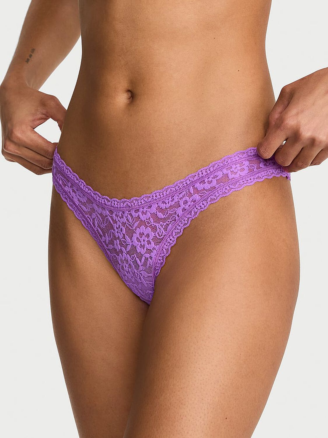 vs The Lacie Lace Ultra-Mini Scoop Thong Panty Violet Halo 1 of 3 