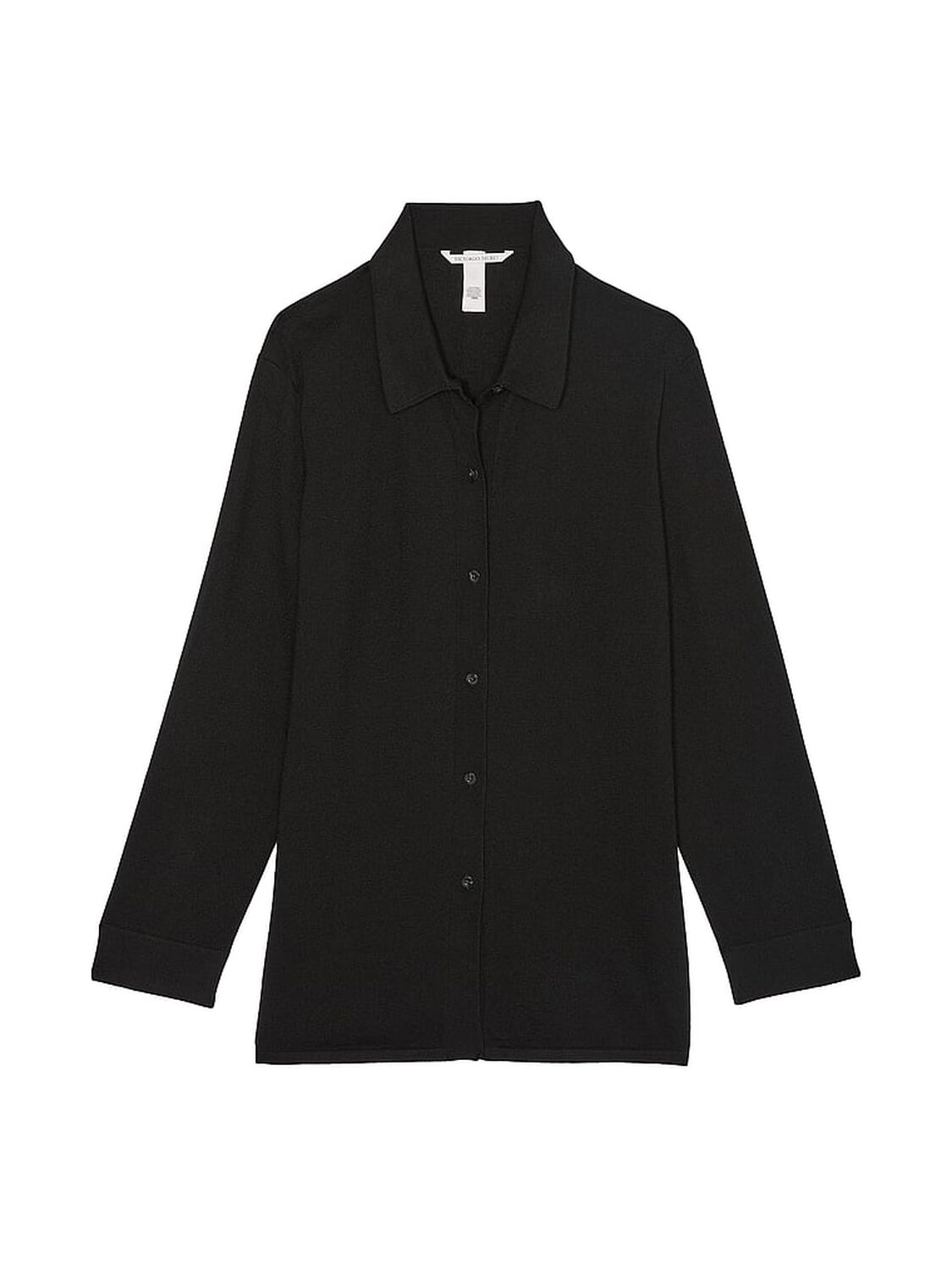 vs Victoria's Secret Luxe Crème Knit Button-Up Shirt Black 3 of 4 