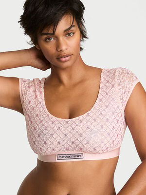 Lace Shine Logo Cap-Sleeve Bralette