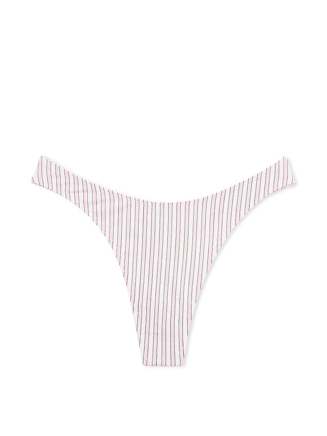 vs Victoria's Secret Stretch Cotton High-Leg Scoop Thong Panty Purest Pink Stripes 3 of 4 