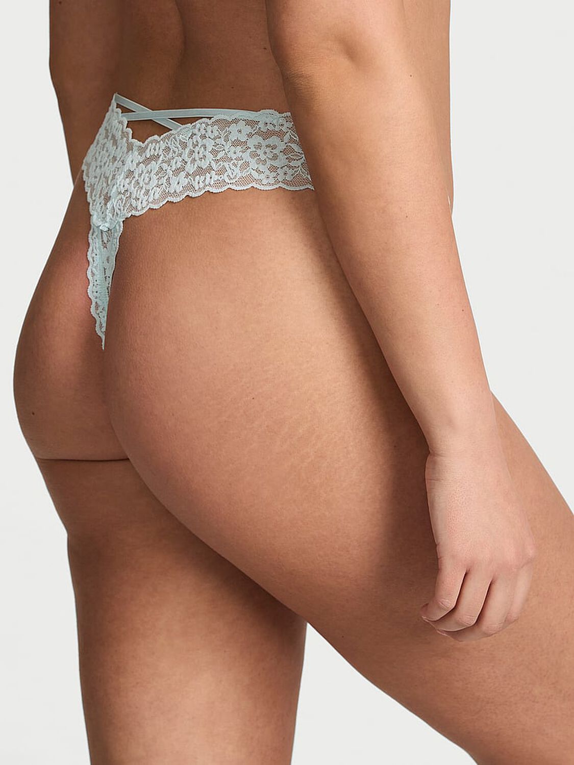 vs The Lacie Blossom Lace Strappy-Back Thong Panty Tradewinds Blue 2 of 3 