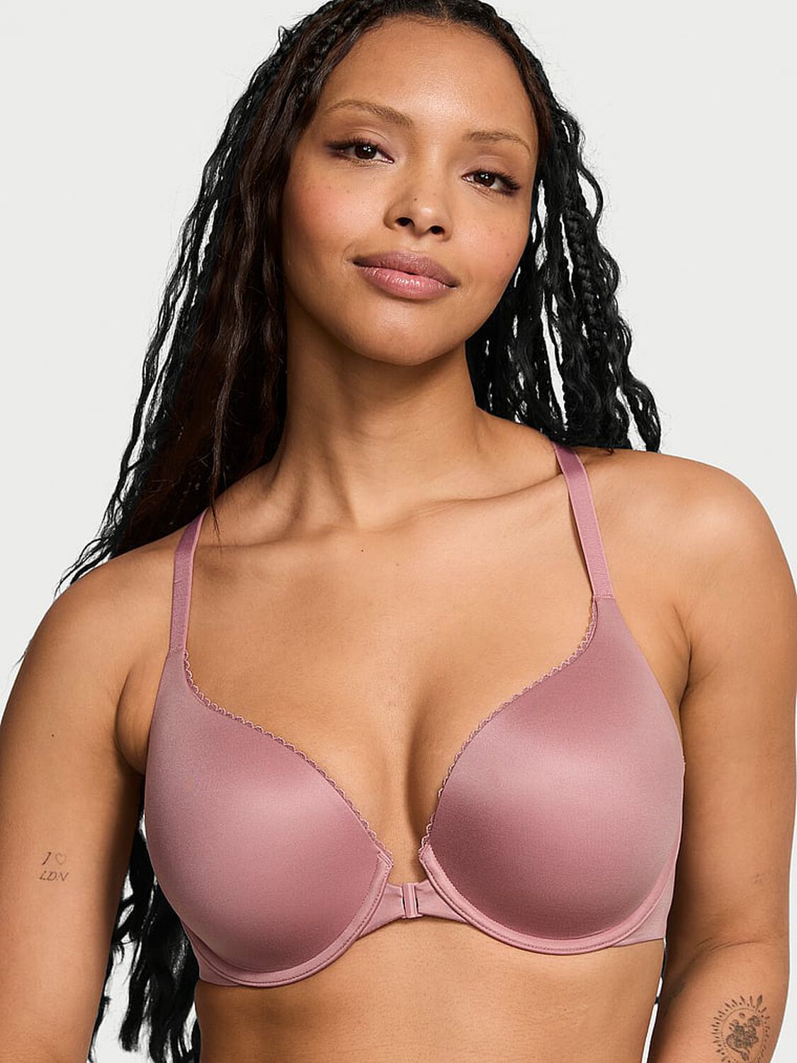vs Body By Victoria Perfect Shape Lace Racerback Push-Up Bra Nostalgia Rose 1 of 3 