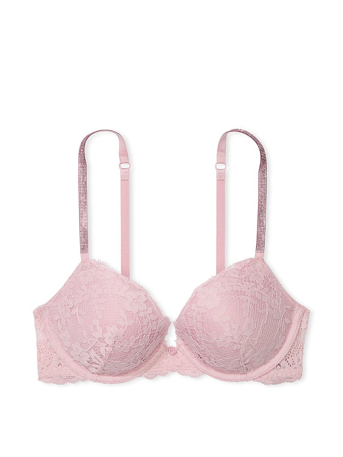 vs Dream Angels Twinkle Strap Lace Push-Up Bra Chalk Rose 3 of 4 