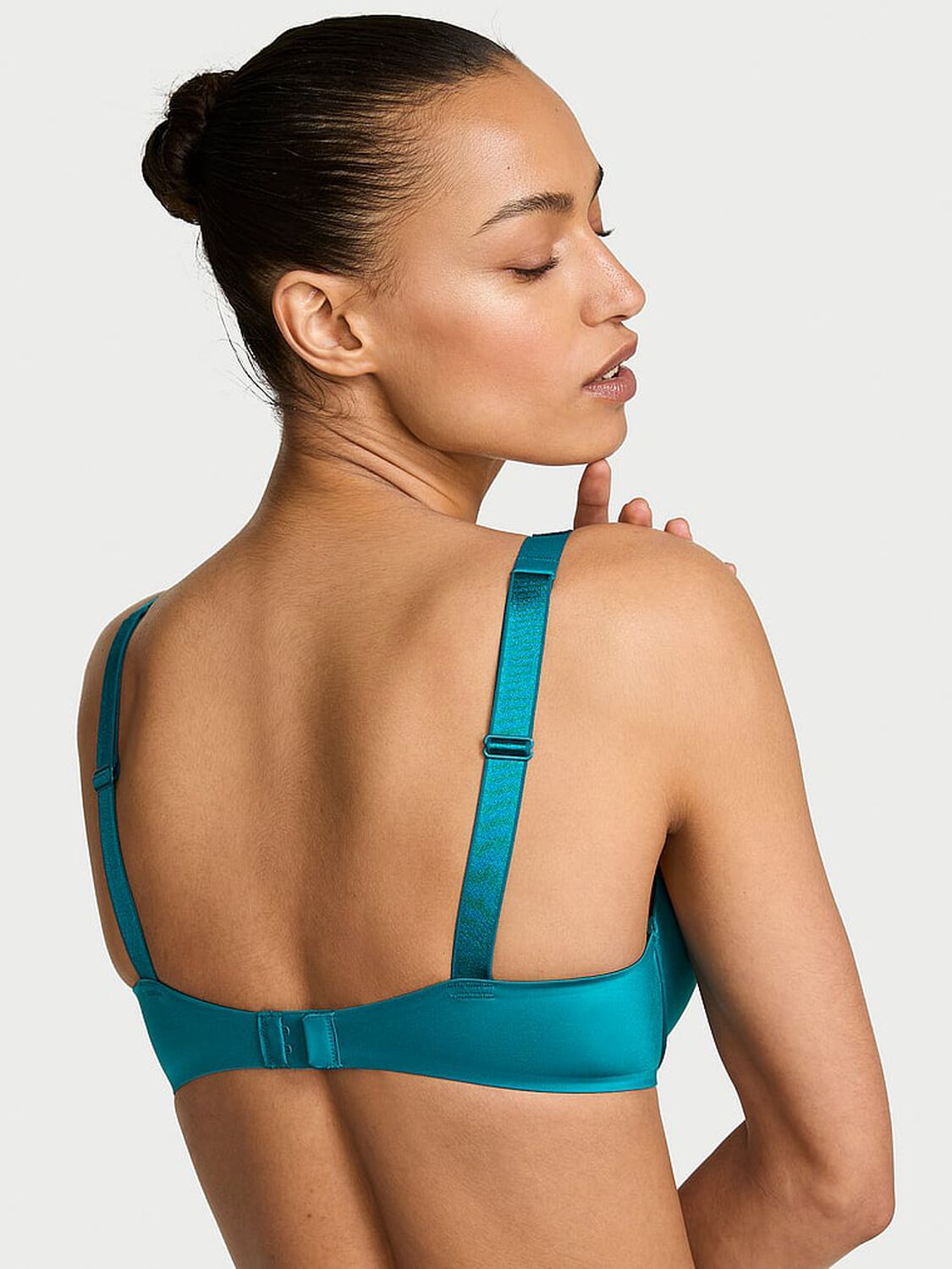 vs Very Sexy Bombshell Logo Shine Strap Add-2-Cups Push-Up Bra True Teal 2 of 3 