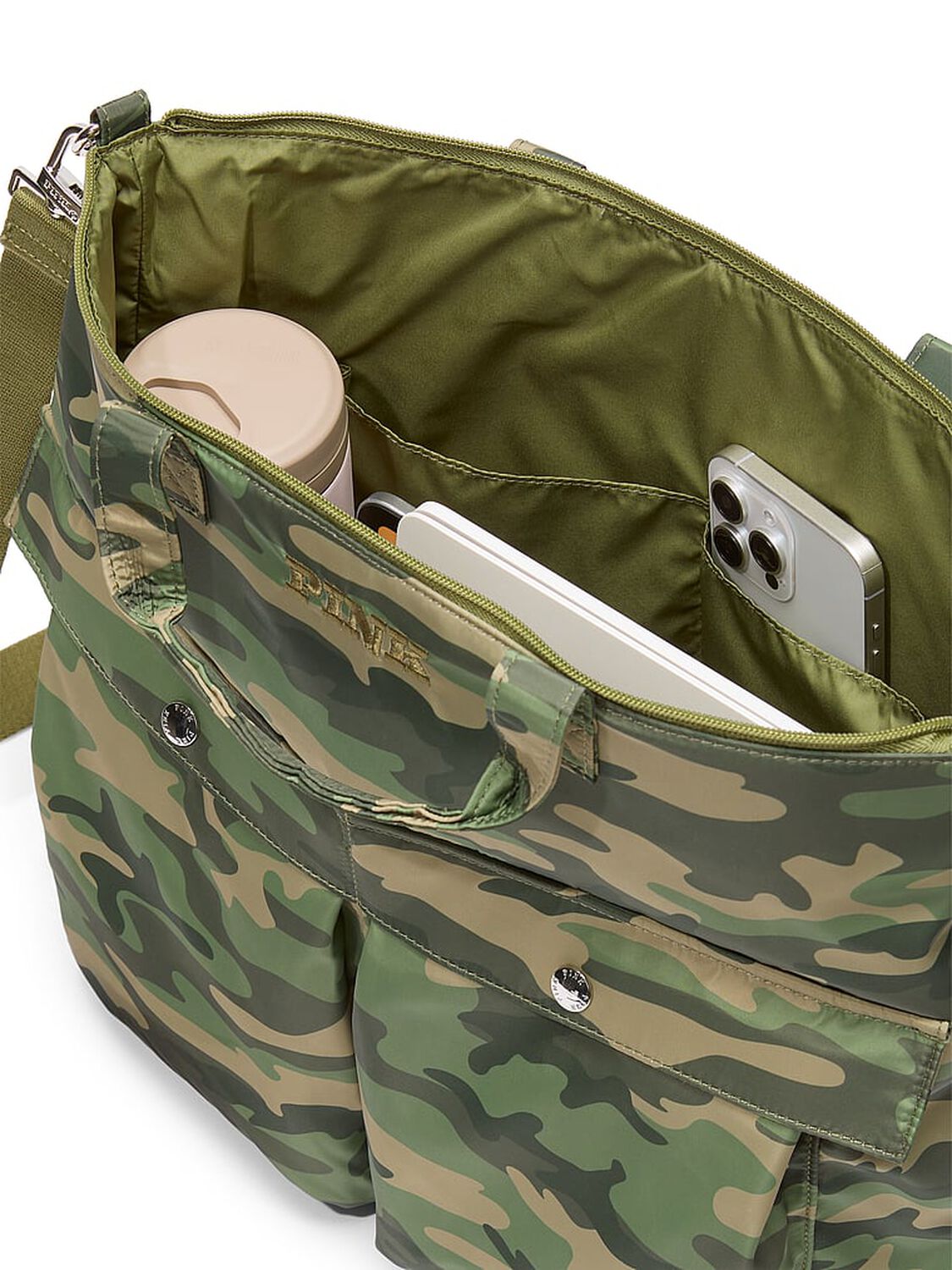 vs Pink Nylon Cargo Tote Bag Green Camo 3 of 3 
