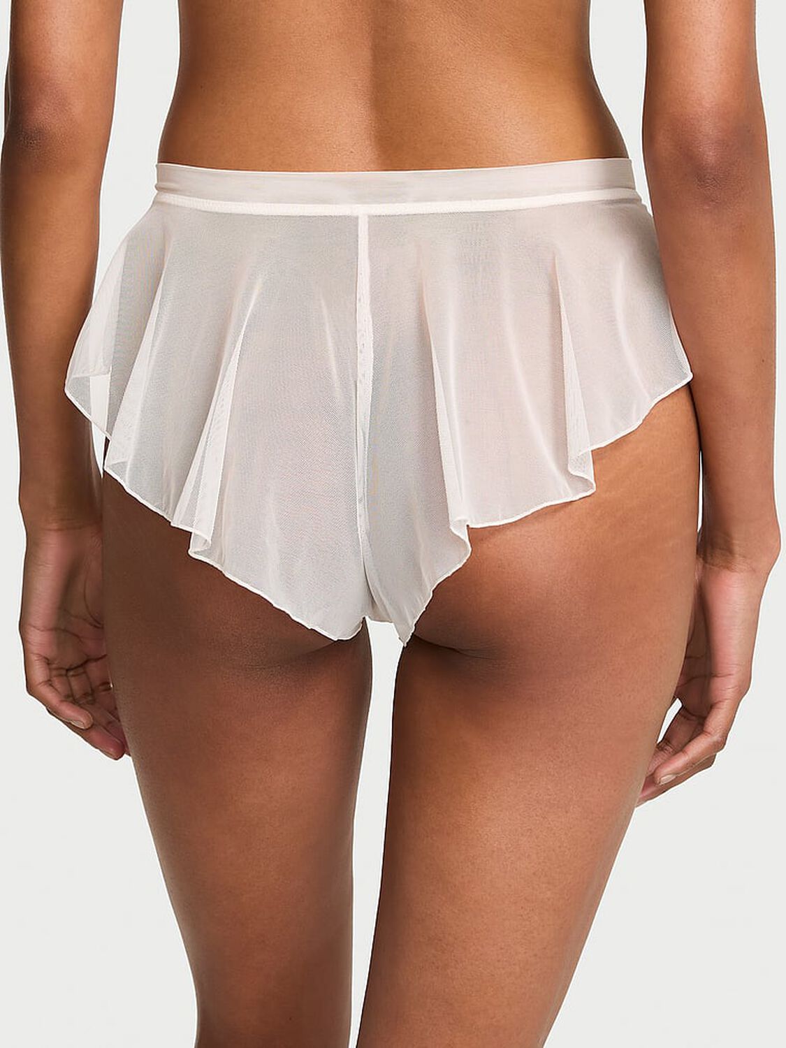 vs Dream Angels Lace & Mesh Flutter Brazilian Panty Coconut White 2 of 3 