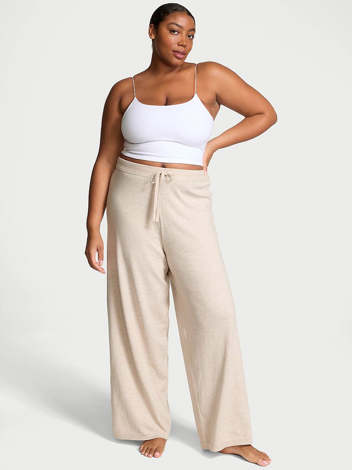vs Victoria's Secret Luxe Crème Knit Lounge Pants Driftwood 1 of 4 