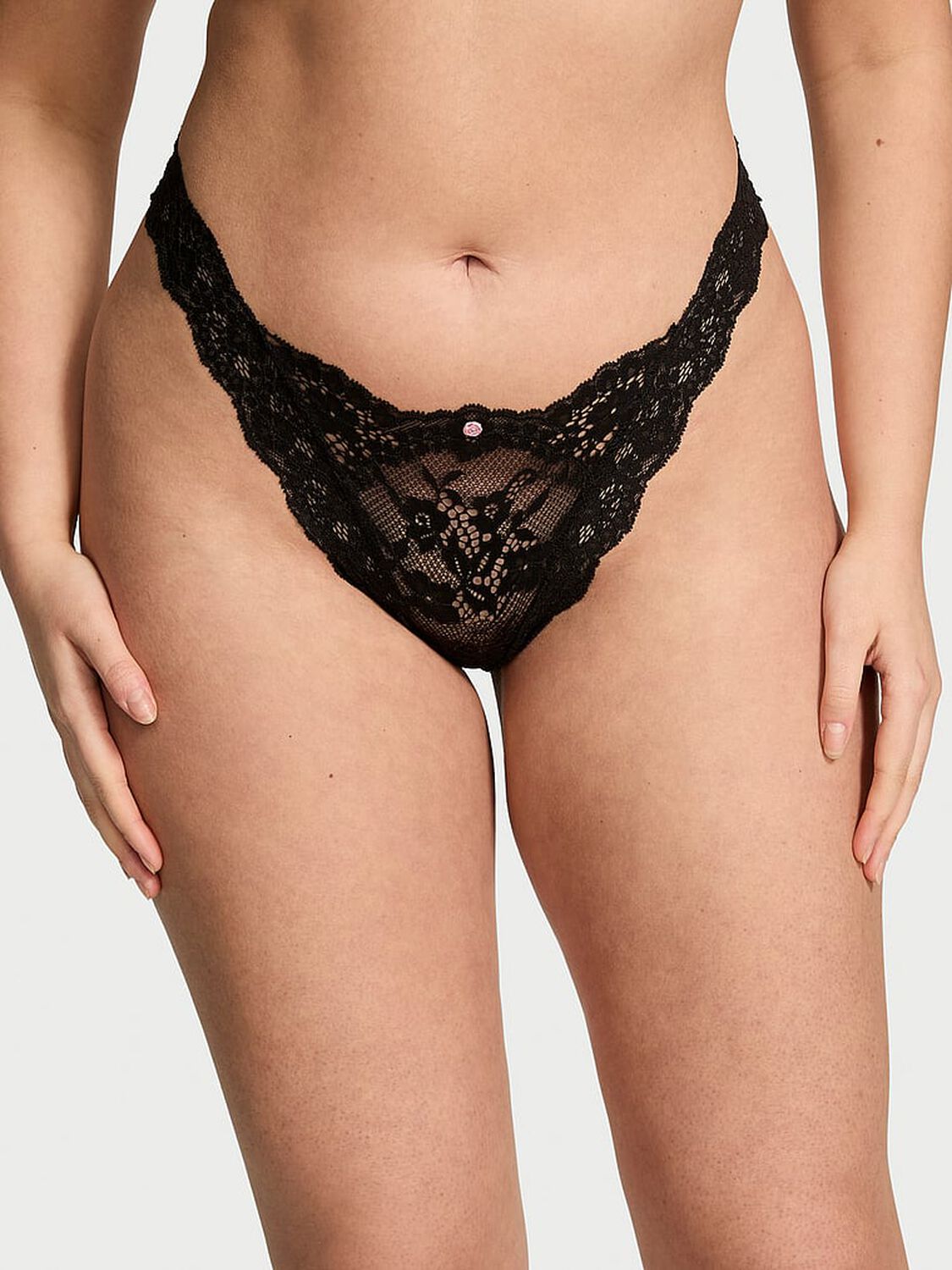 vs Dream Angels Lace Brazilian Panty Black 1 of 3 