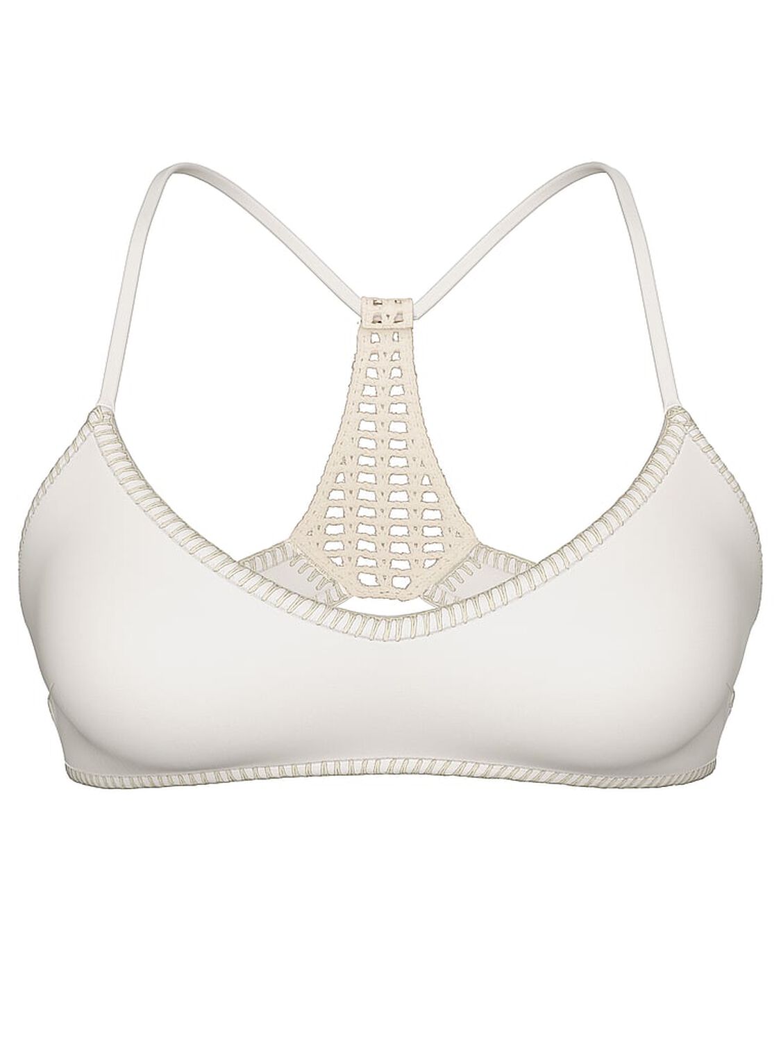 vs Victoria's Secret Swim Archives Crochet Scuba Halter Bralette Bikini Top Coconut White 3 of 5 
