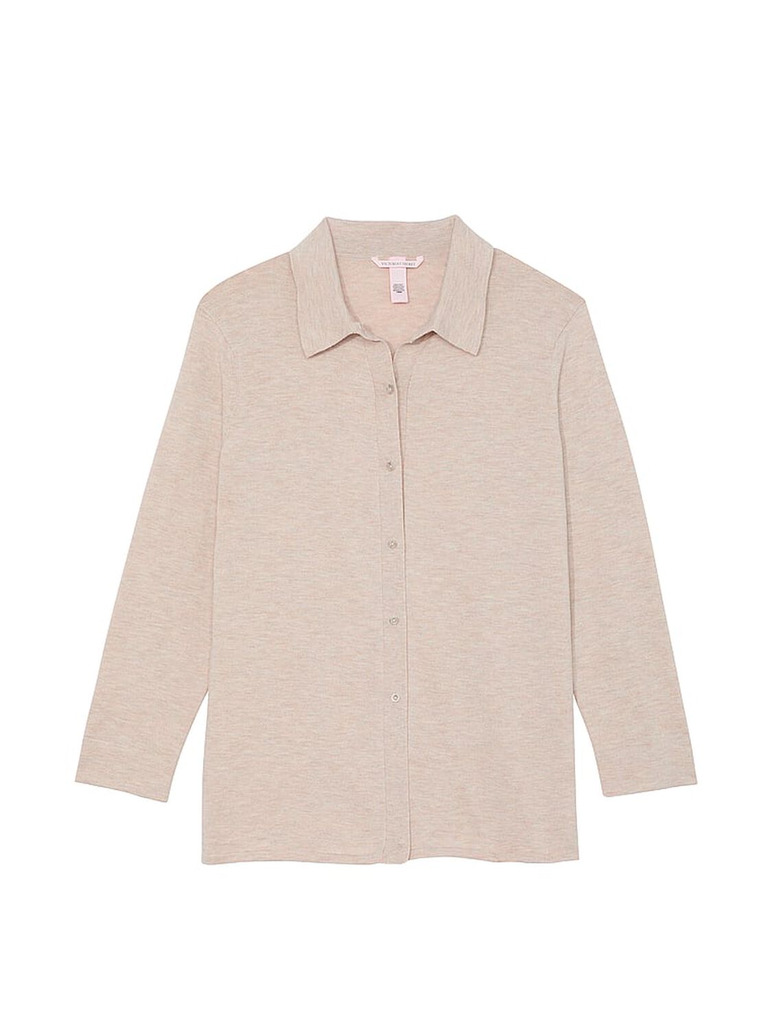vs Victoria's Secret Luxe Crème Knit Button-Up Shirt Driftwood 3 of 4 