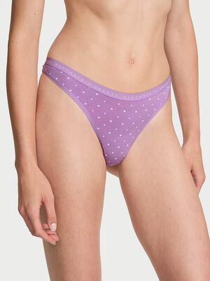 Stretch Cotton High-Leg Scoop Thong Panty