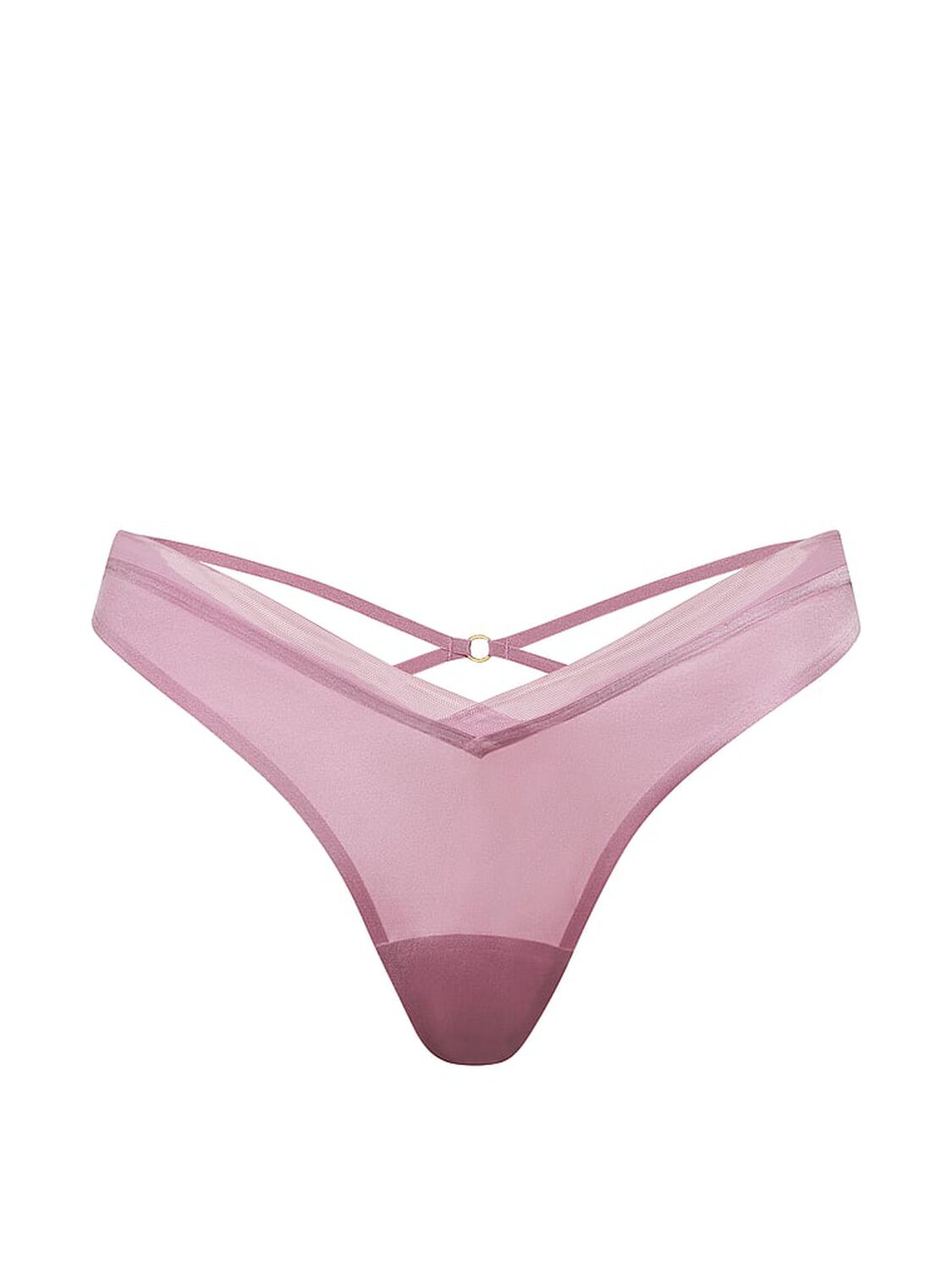 vs Very Sexy Sheer Reveal Mesh-Trim Strappy-Back Thong Panty Dusk Rose 3 of 3 