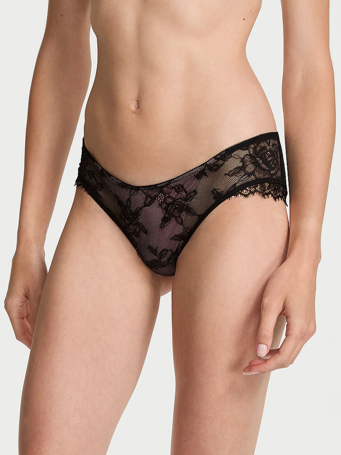 vs Very Sexy Rose Lace Overlay Cheeky Panty Dusk Rose 1 of 2 