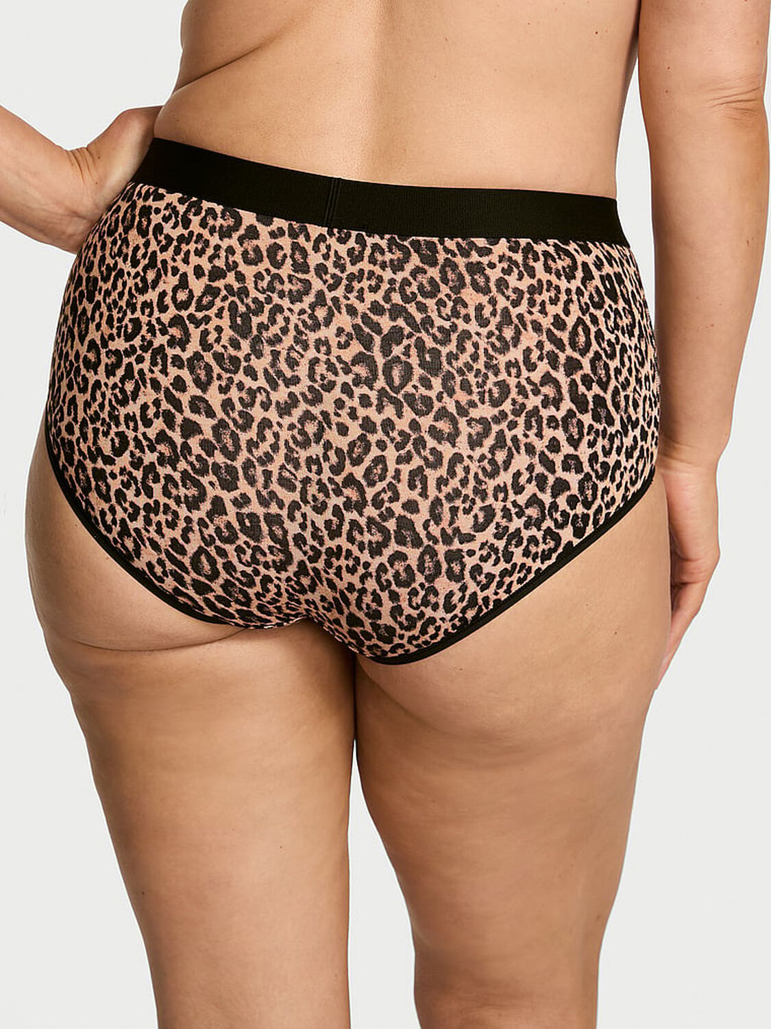 vs Cotton Logo Cotton Shine Patch Modern Brief Panty Natural Leopard 1 of 2 