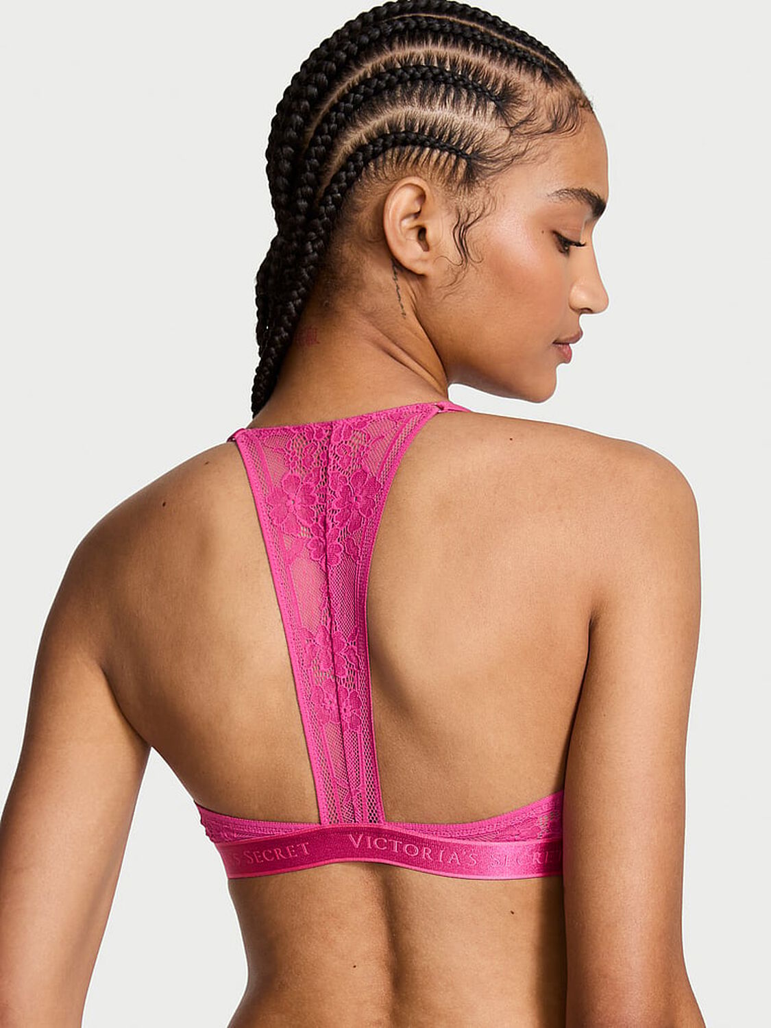 vs The T-Shirt Lightly Lined Front-Close Lace-Trim Demi Bra Luscious Rose 2 of 3 